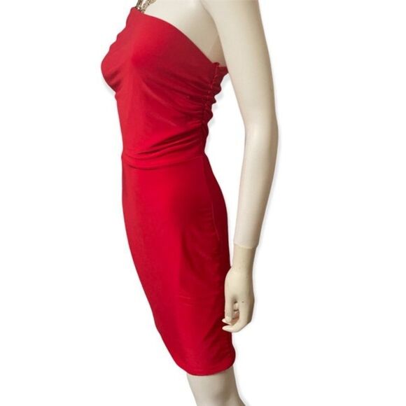 Saints 21 Women's Red One Shoulder Cut Out Side Body Mini Dress Size Lar… - Picture 4 of 13